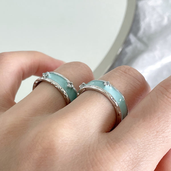 sweet baby-blue drip-glazed ring