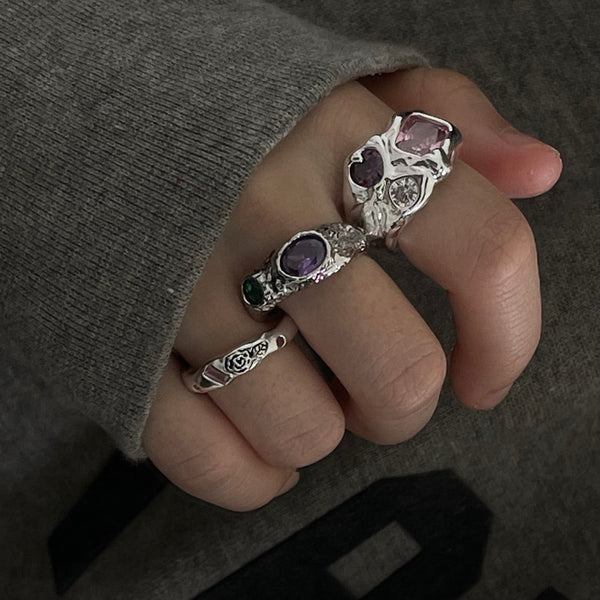 Buy 1 Get 3! Irregular zircons silver rings set