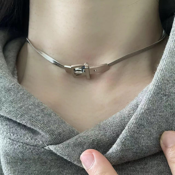 “Belt Buckle” titanium choker